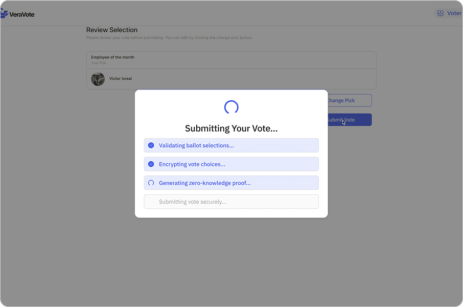 Ballot selection interface.
