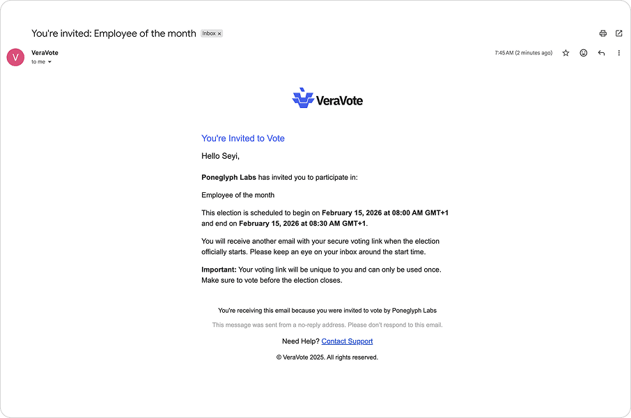 Voter eligibility check screen